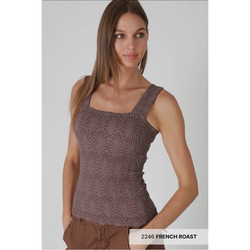 Nikibiki French Roast Textured Square Tank Top